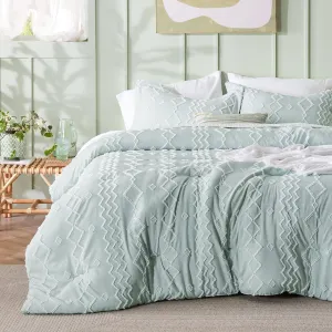 Embroidery Boho Cationic Dyeing Comforter Set