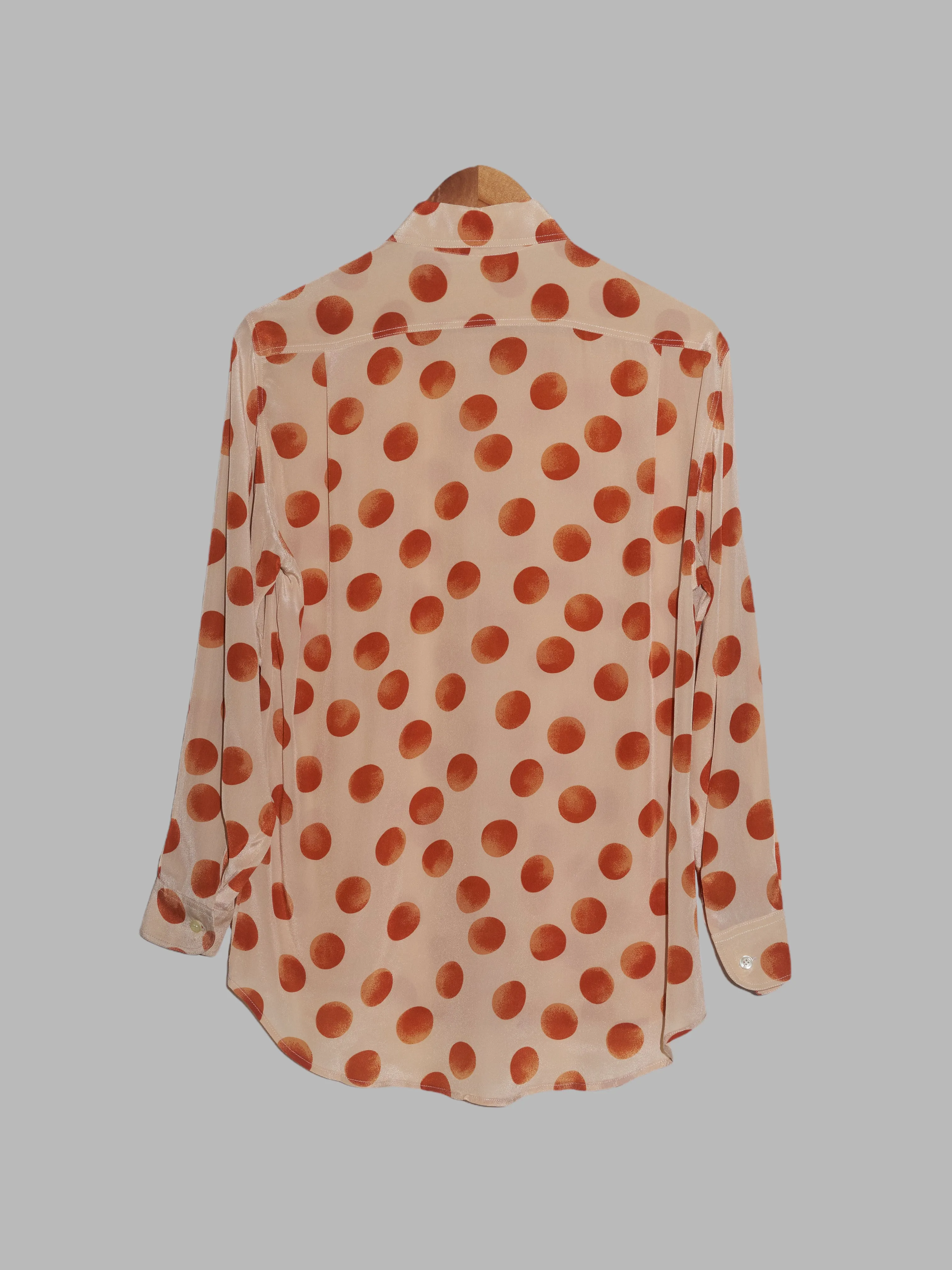 Emporio Armani 1990s beige silk acetate shirt with orange or spot print - 40