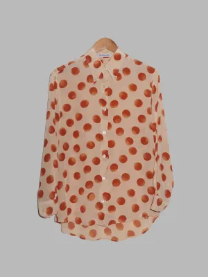 Emporio Armani 1990s beige silk acetate shirt with orange or spot print - 40