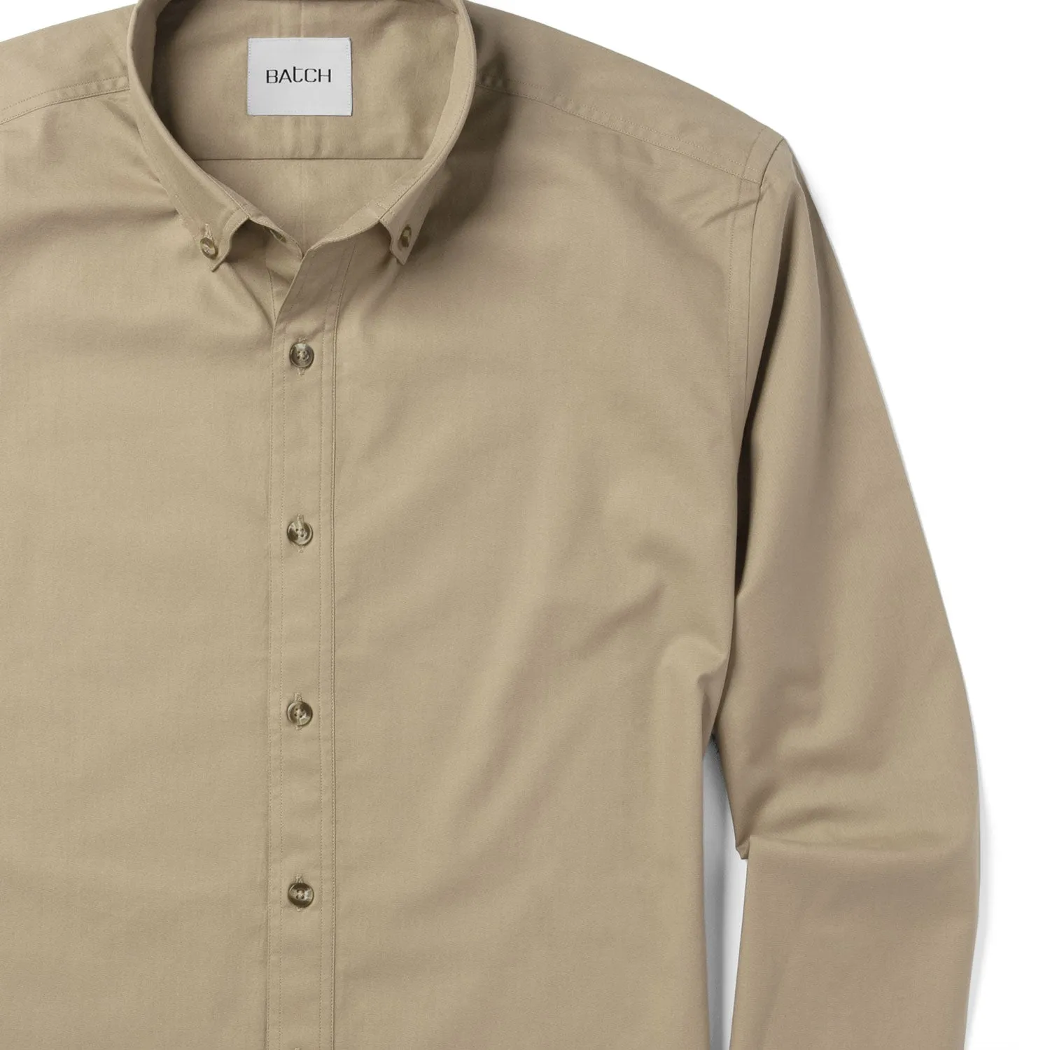 Essential Button Down Collar Casual Shirt - Desert Stone Cotton Twill