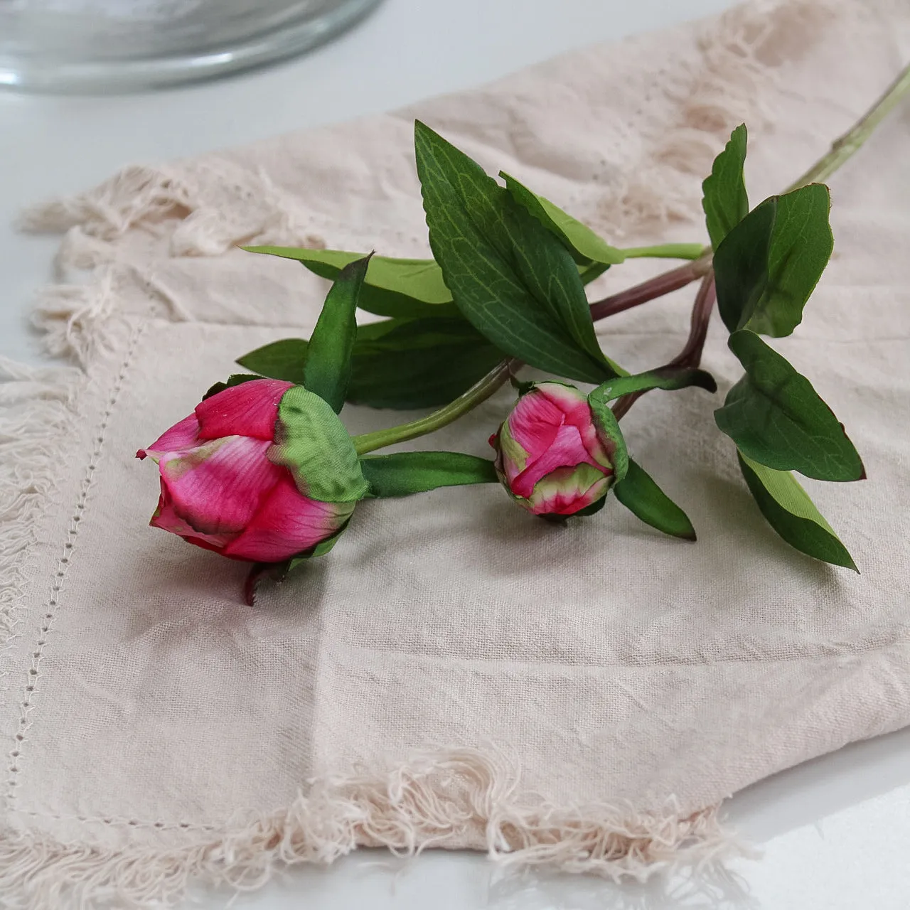 Faux Fuchsia Tight Bud Peony Stem