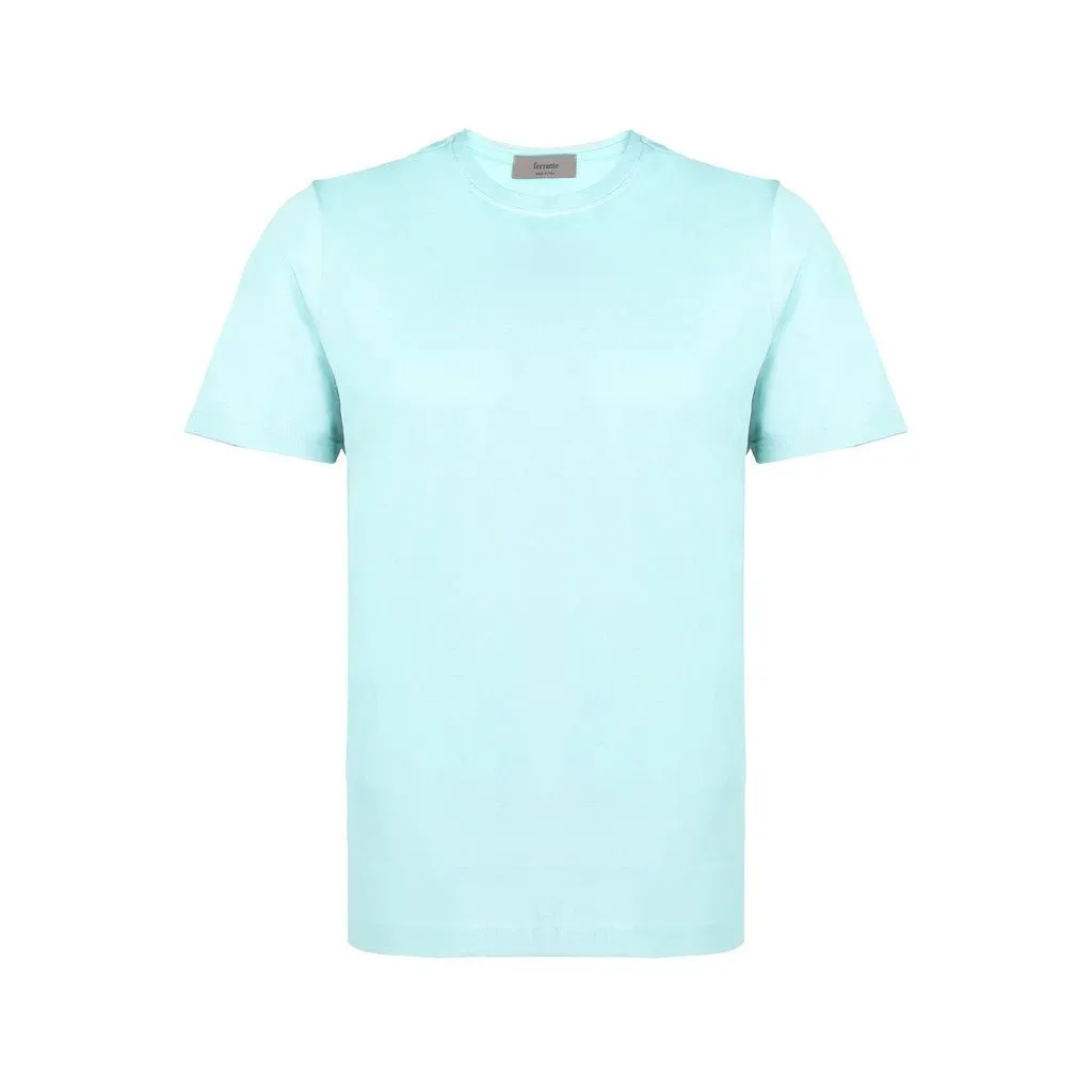 FERRANTE Cotton Jersey Crew Neck T-Shirt TURQUOISE