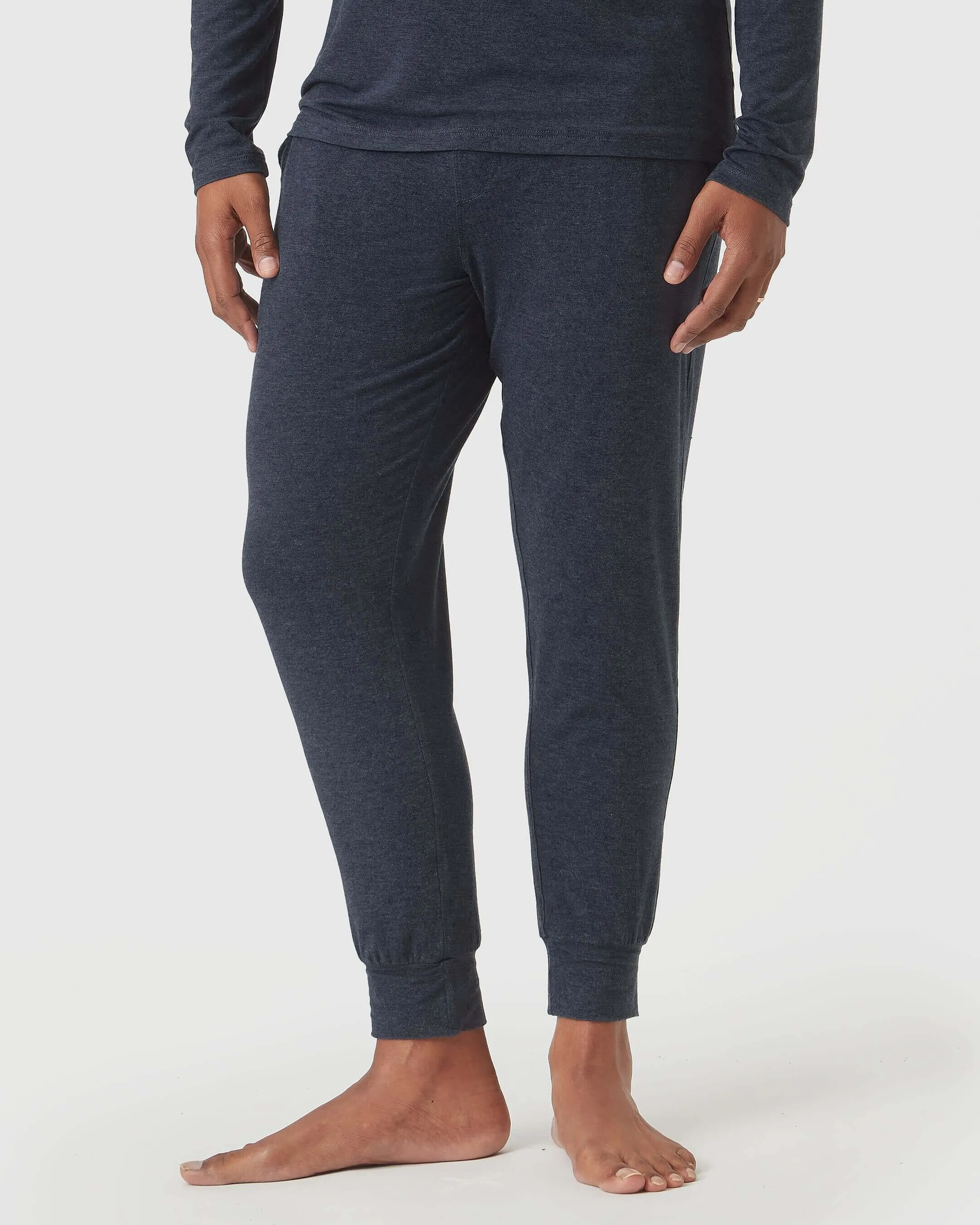 Heather Navy Loungewear Long Sleeve Tee And Jogger Set