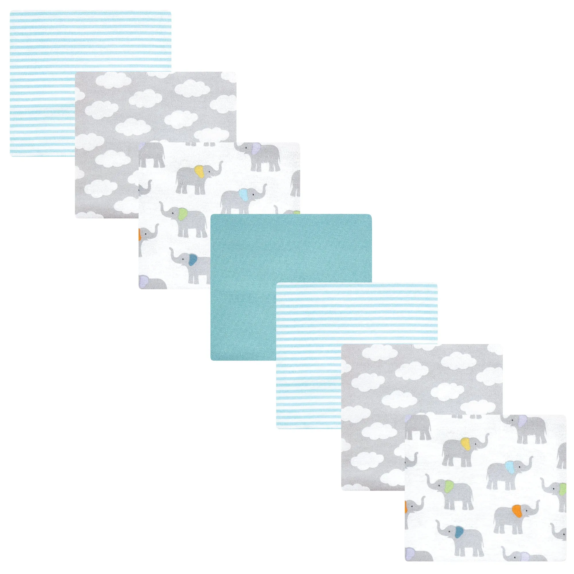 Hudson Baby Cotton Flannel Receiving Blankets Bundle, Teal Elephant