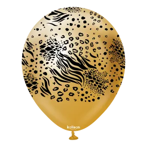 Kalisan 12" Mutant Printed Mirror Gold  Latex Balloon, 25 pieces