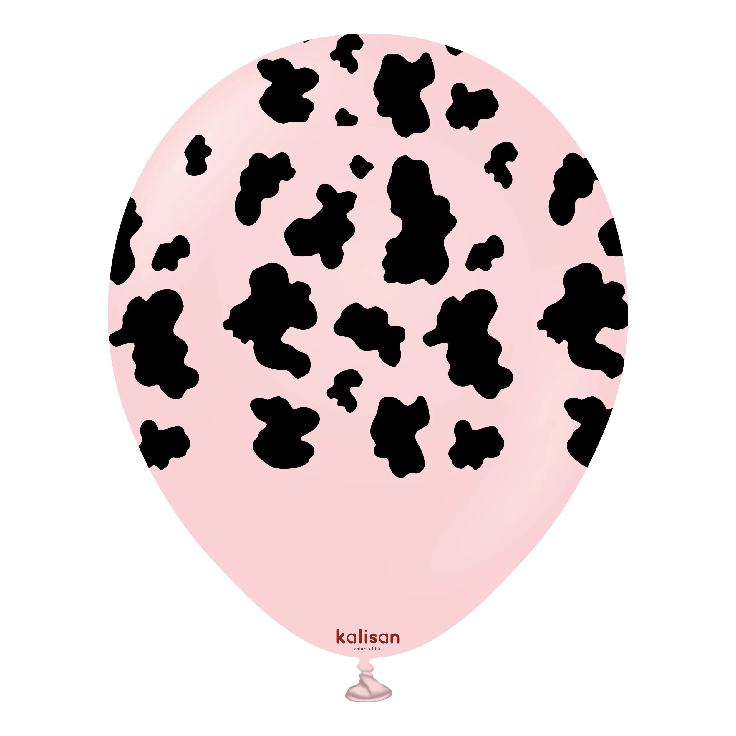 Kalisan 12" Safari Cow Printed Latex Balloon, Color Macaron Pink (Black), 25 pieces