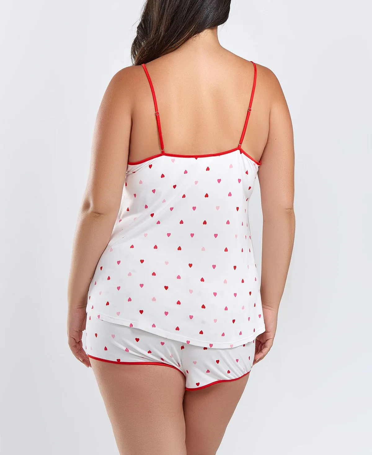 Kyley plus size short heart pajamas with red trim iCollection