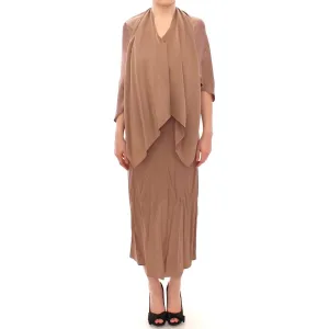 Lamberto Petri Elegant Brown Silk Shift Dress