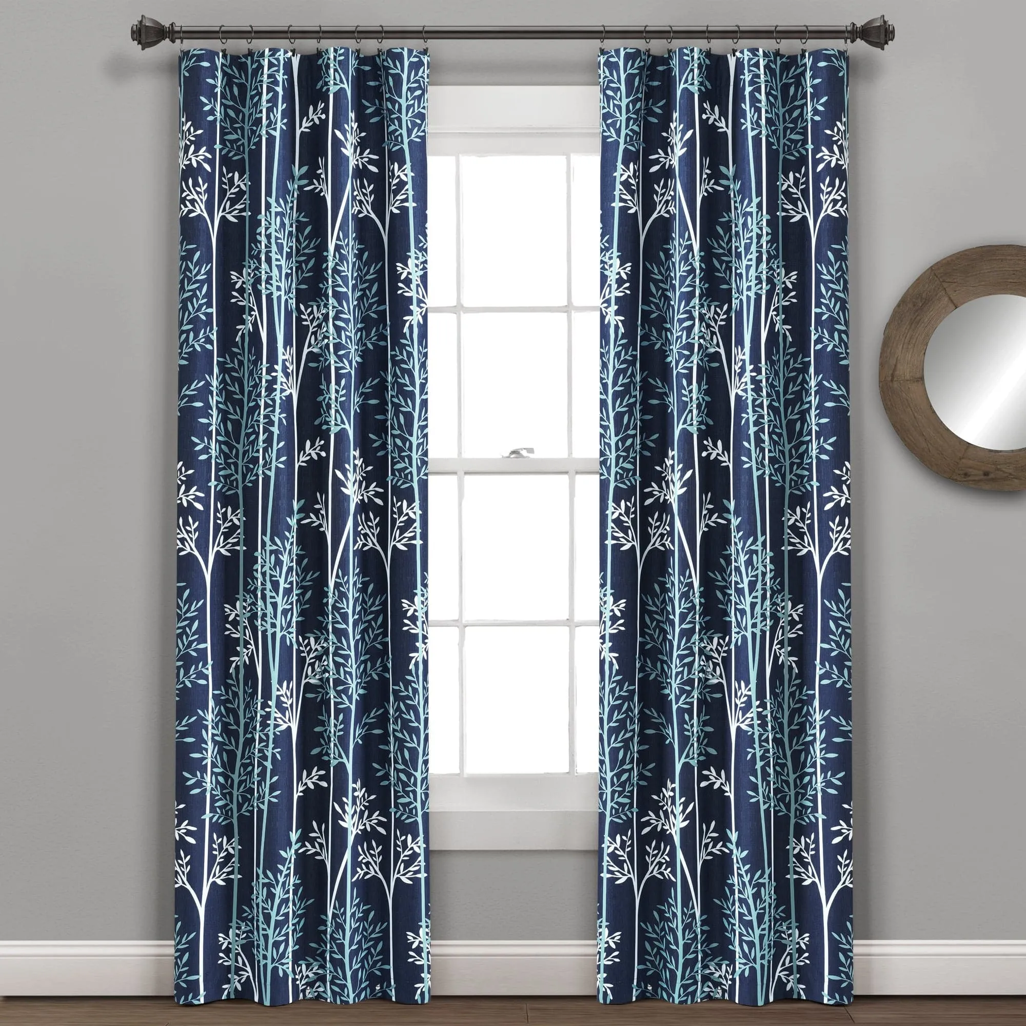 Linear Tree Insulated Rod Pocket Blackout Curtain Panel Set