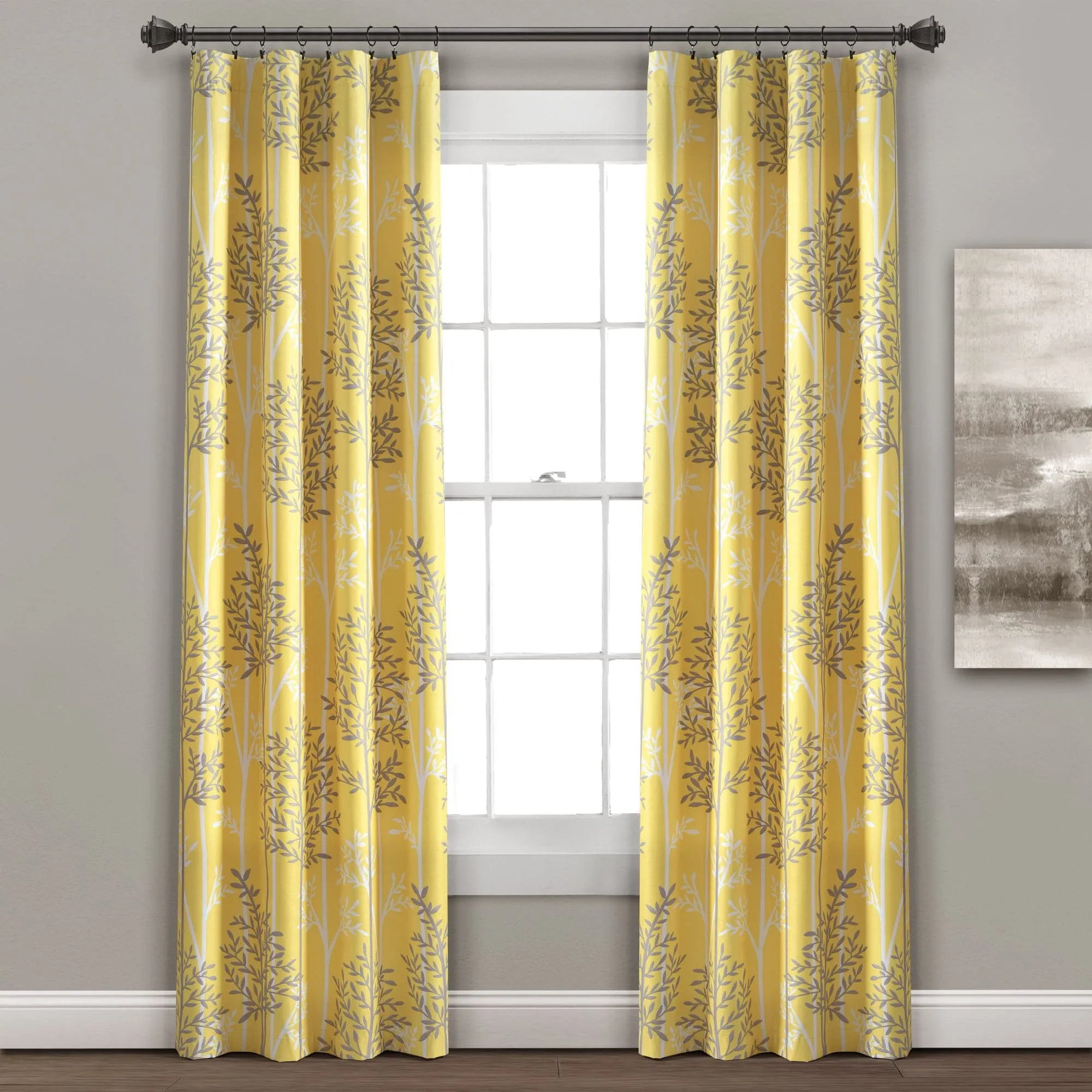 Linear Tree Insulated Rod Pocket Blackout Curtain Panel Set