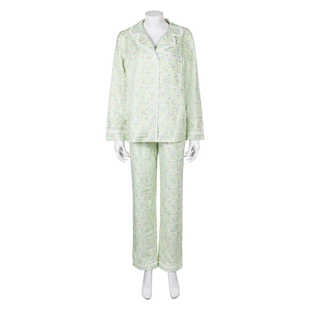 Lisa Frankenstein Misty Women Green Floral Pajamas Party Carnival Halloween Cosplay Costume