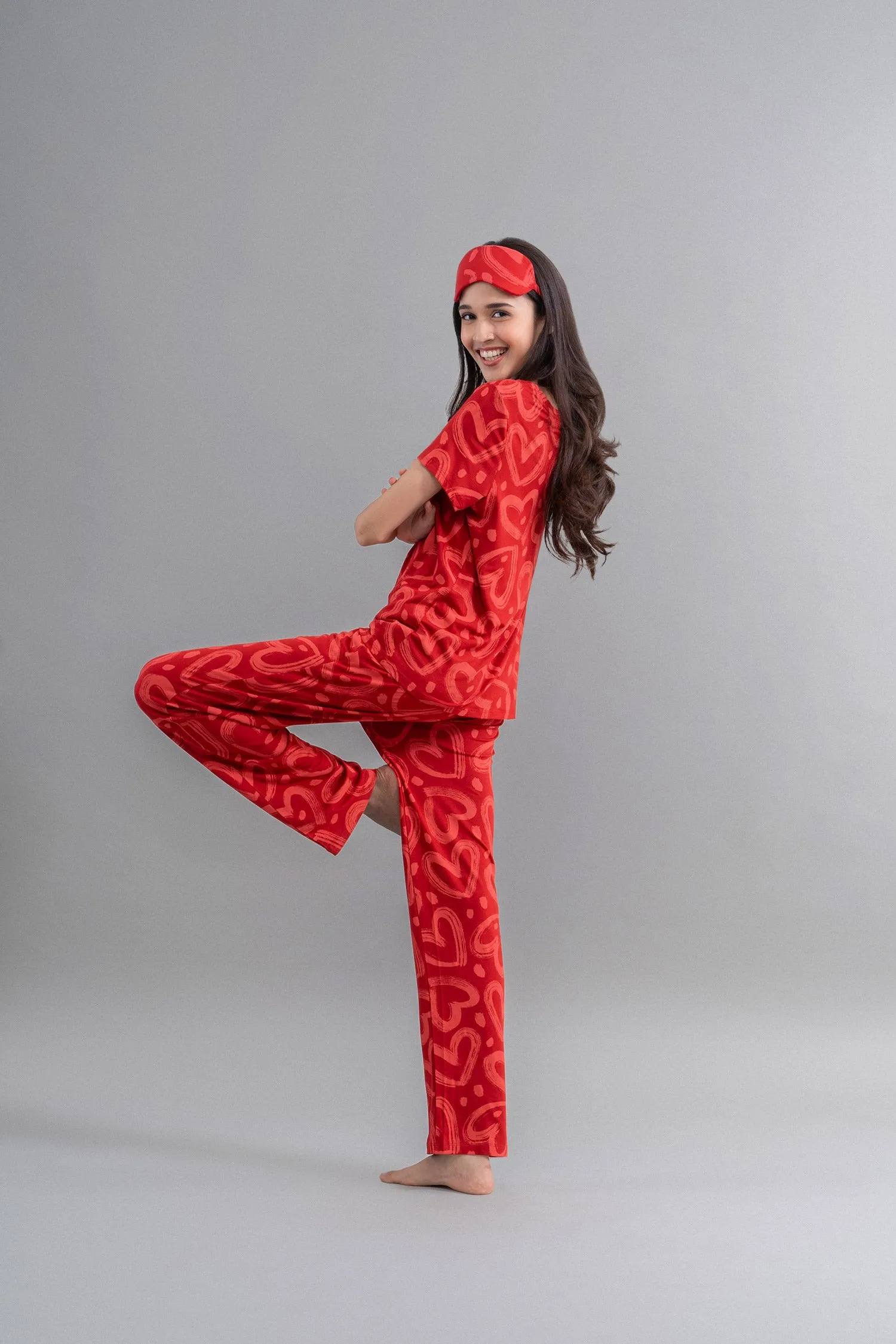 Lovestruck Hearts Red Pajamas