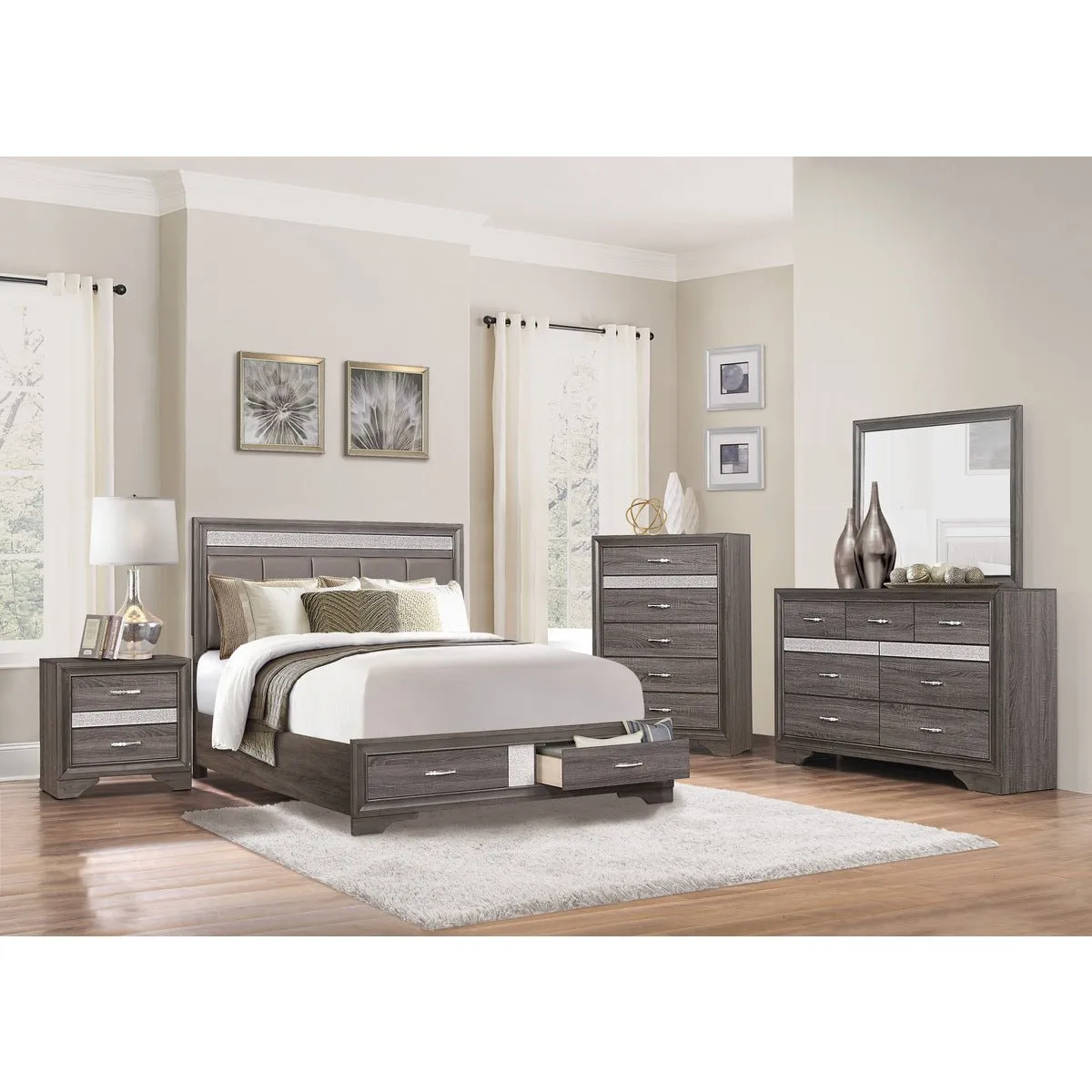 Luster Queen Platform Bed with Footboard Storage