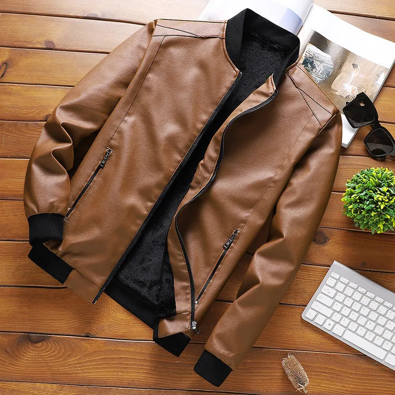 New Leather Coat Men's Spring And Autumn Style Fashion Casual Handsome Top Jacket Men