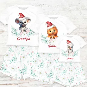 Personalised Australian Animals Christmas Matching Birthday Shirt and Short Sets