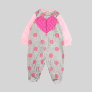 Pink Dots Long-Sleeved Baby Footie