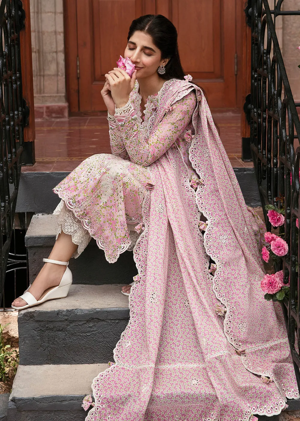 Pink Luxury Lawn Suit | Zaha | Festive Lawn '23 | LEYLA - ZF23-04