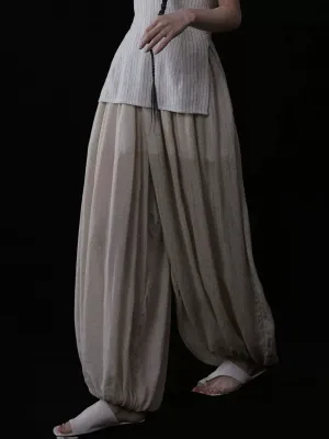 Qi Qiu 气球 New Chinese Style Vertical Pleat Lantern Trousers