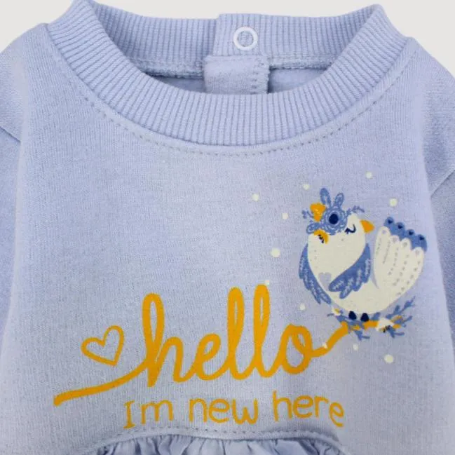 "Hello, I'm New Here" Long-Sleeved Footless Onesie