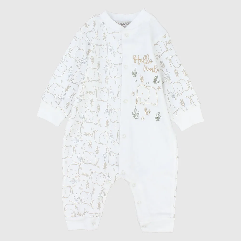 "Hello World" Long-Sleeved Footless Onesie