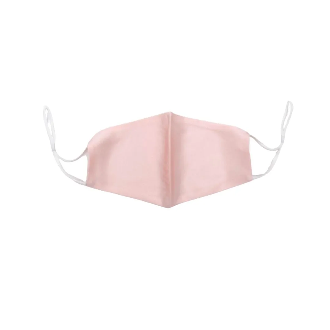 Reusable Silk 3D Face Covering Mask- Double Layer - Adjustable Ear Loops - Blush Pink - Standard Size