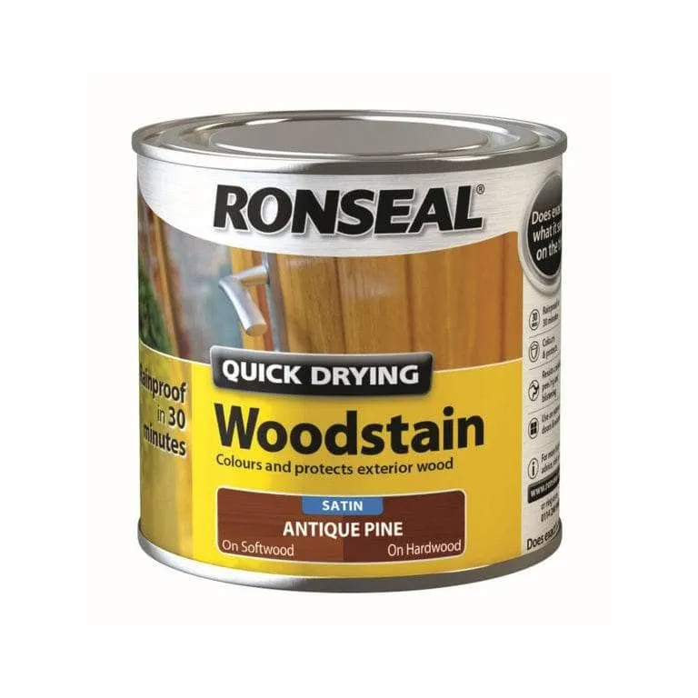 Ronseal Quick Dry Satin 250ml Wood Stain - Antique Pine