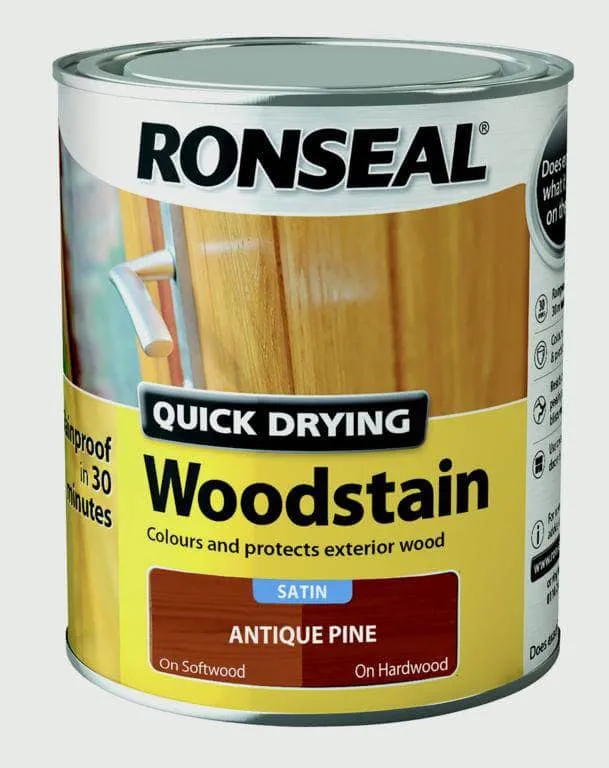 Ronseal Quick Dry Satin 750ml Wood Stain - Antique Pine