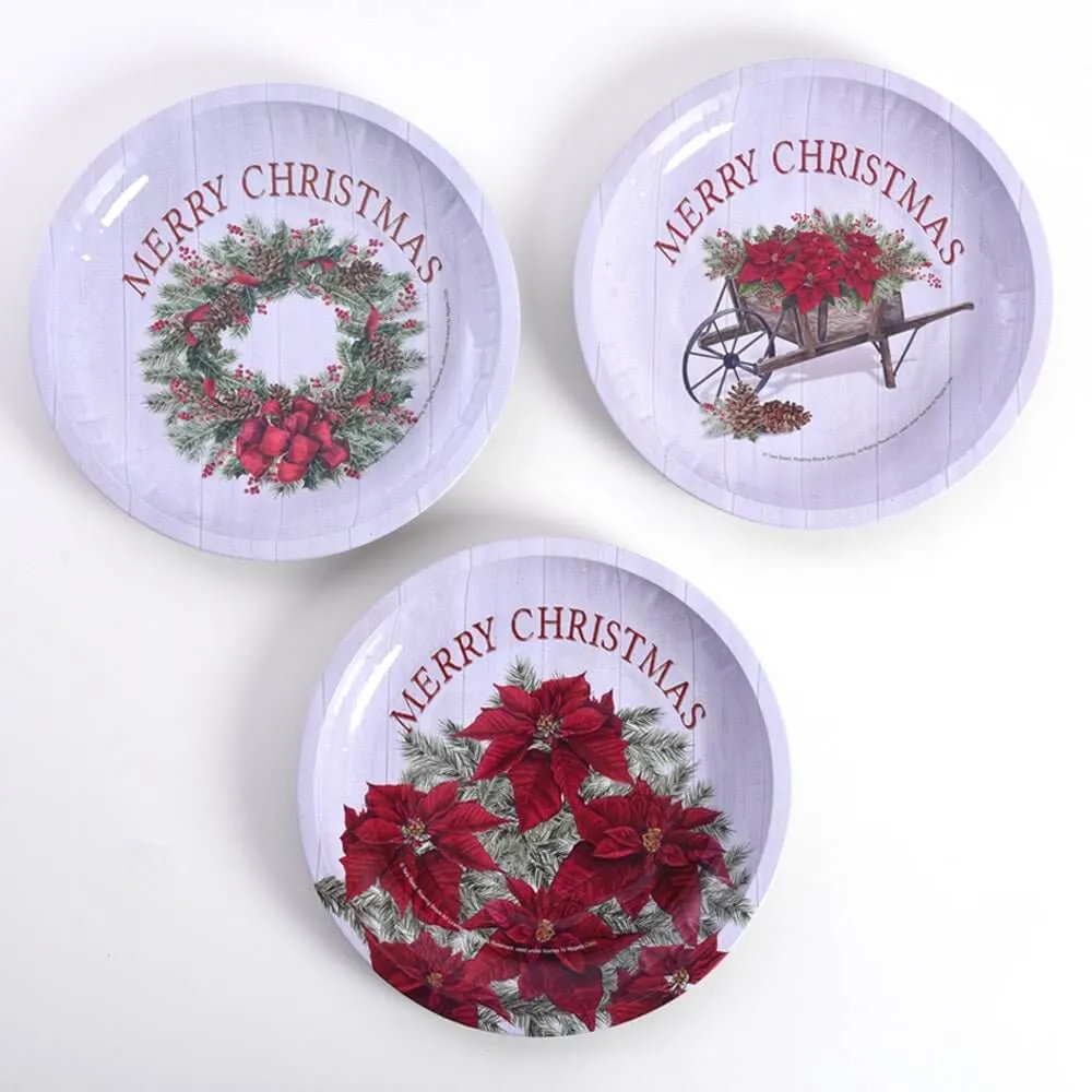 Round Traditional Christmas Serving Tray (3 Designs)