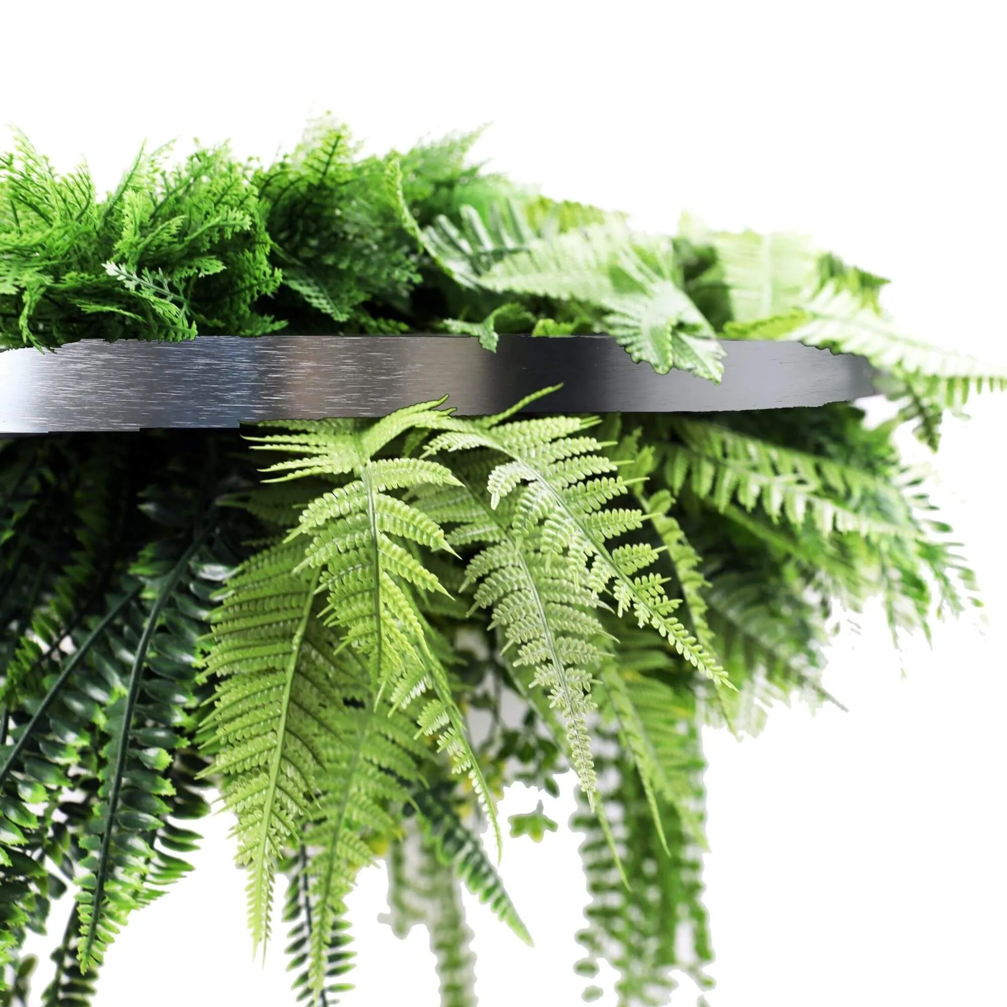 Silver Artificial Hanging Green Wall Disc 80cm UV Resistant Foliage