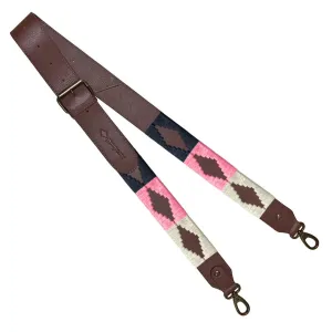 Standard Width Brown Leather Strap w/ Navy/Pink/Cream Stitching by Pampeano