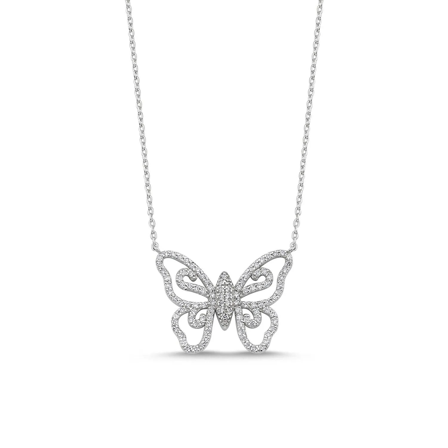 Sterling Silver CZ Butterfly Necklace