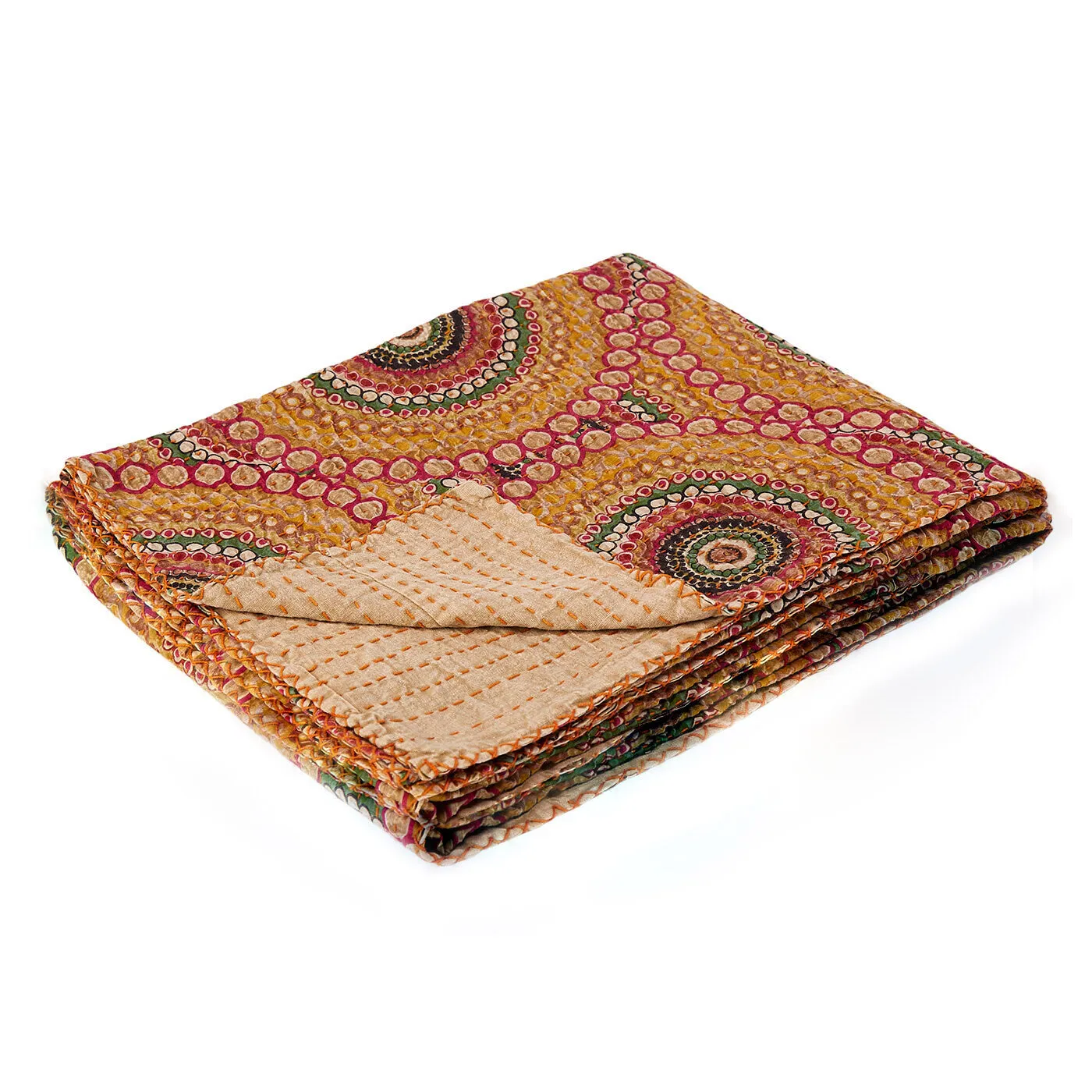 Taj Hotel Home Decor Kantha Cotton Throw | 50"x70" | 14