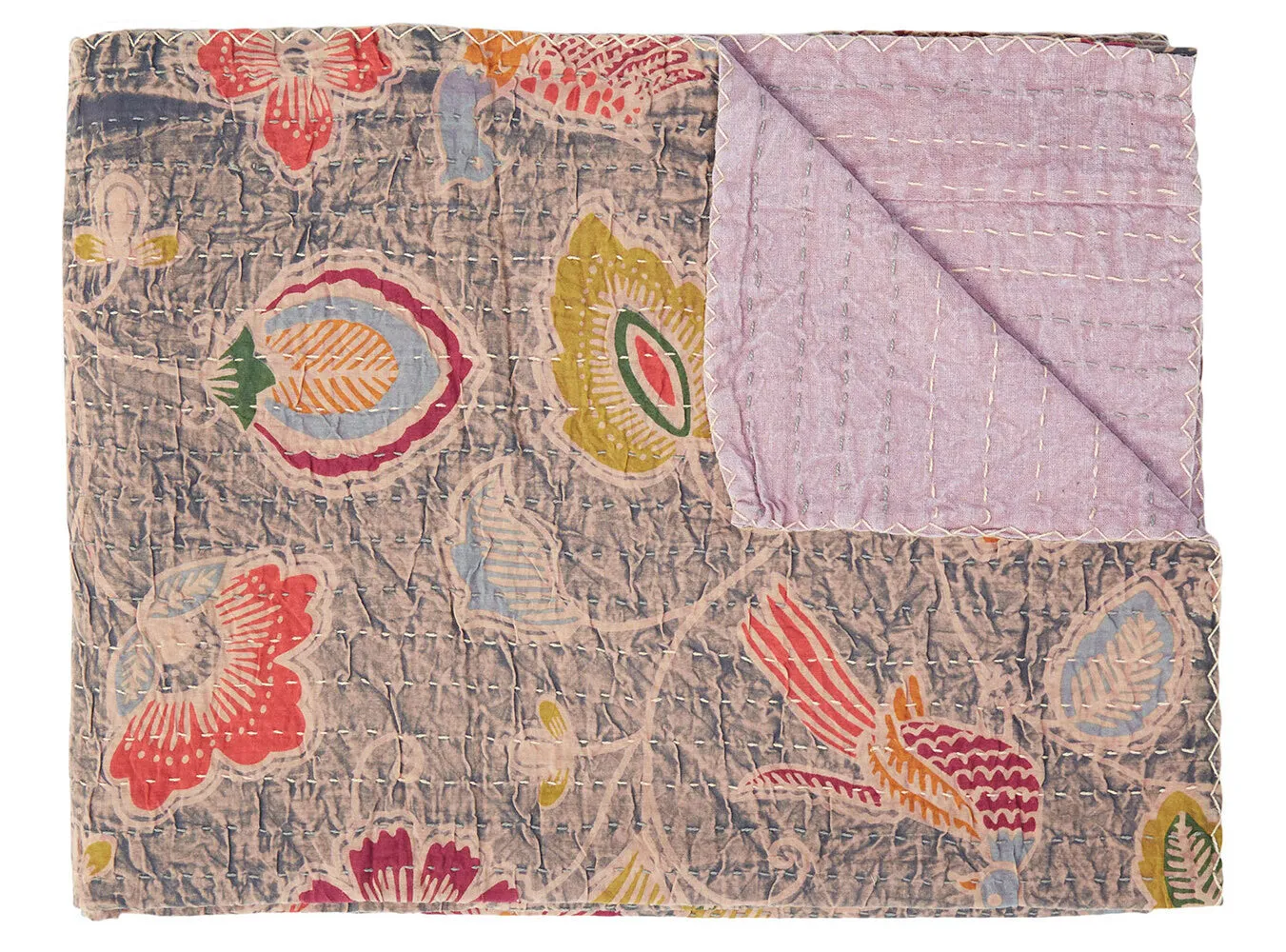 Taj Hotel Home Decor Kantha Cotton Throw | 50"x70" | 8