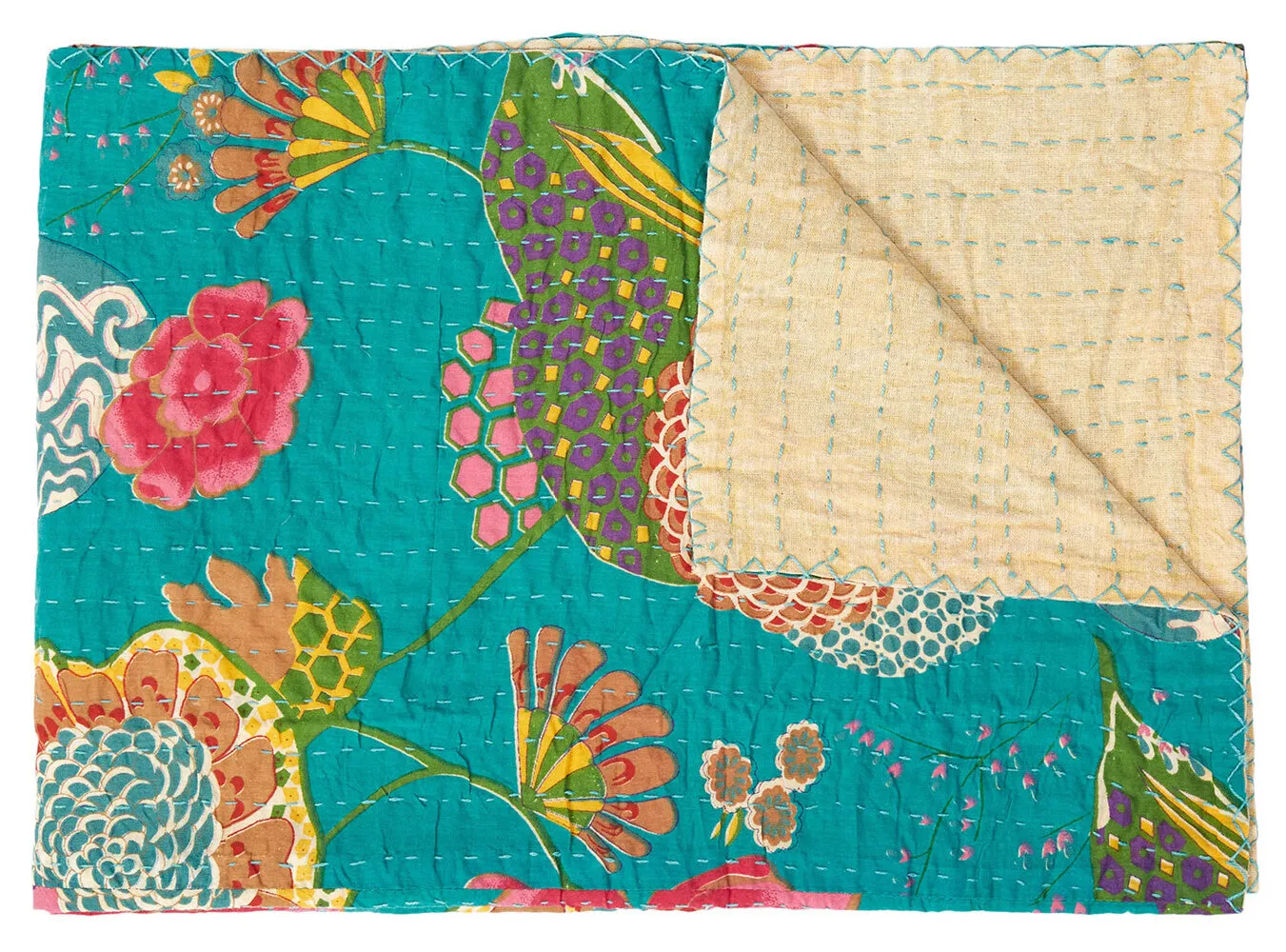 Taj Hotel Home Decor Kantha Cotton Throw | 50"x70" | 8