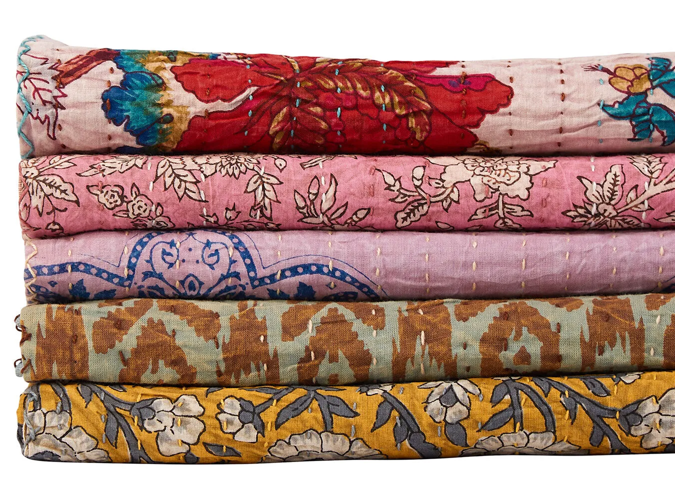 Taj Hotel Home Decor Kantha Cotton Throw | 50"x70" | 8