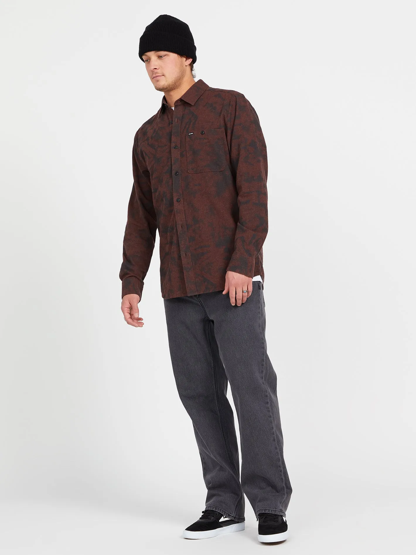 Tie Dye Long Sleeve Flannel - Mahogany