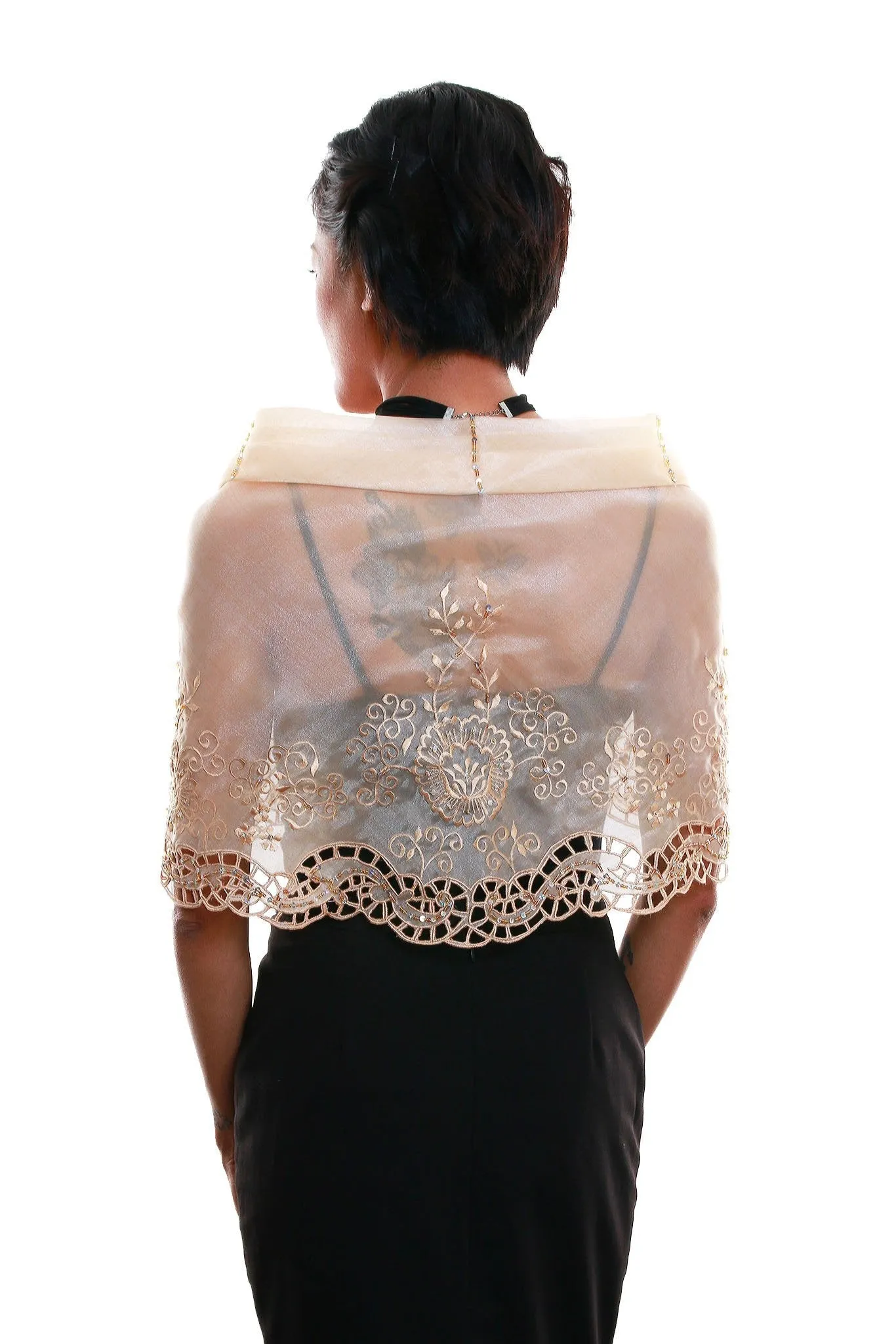 WA15 - Cutwork Alampay Beige (no brooch) - Filipiniana