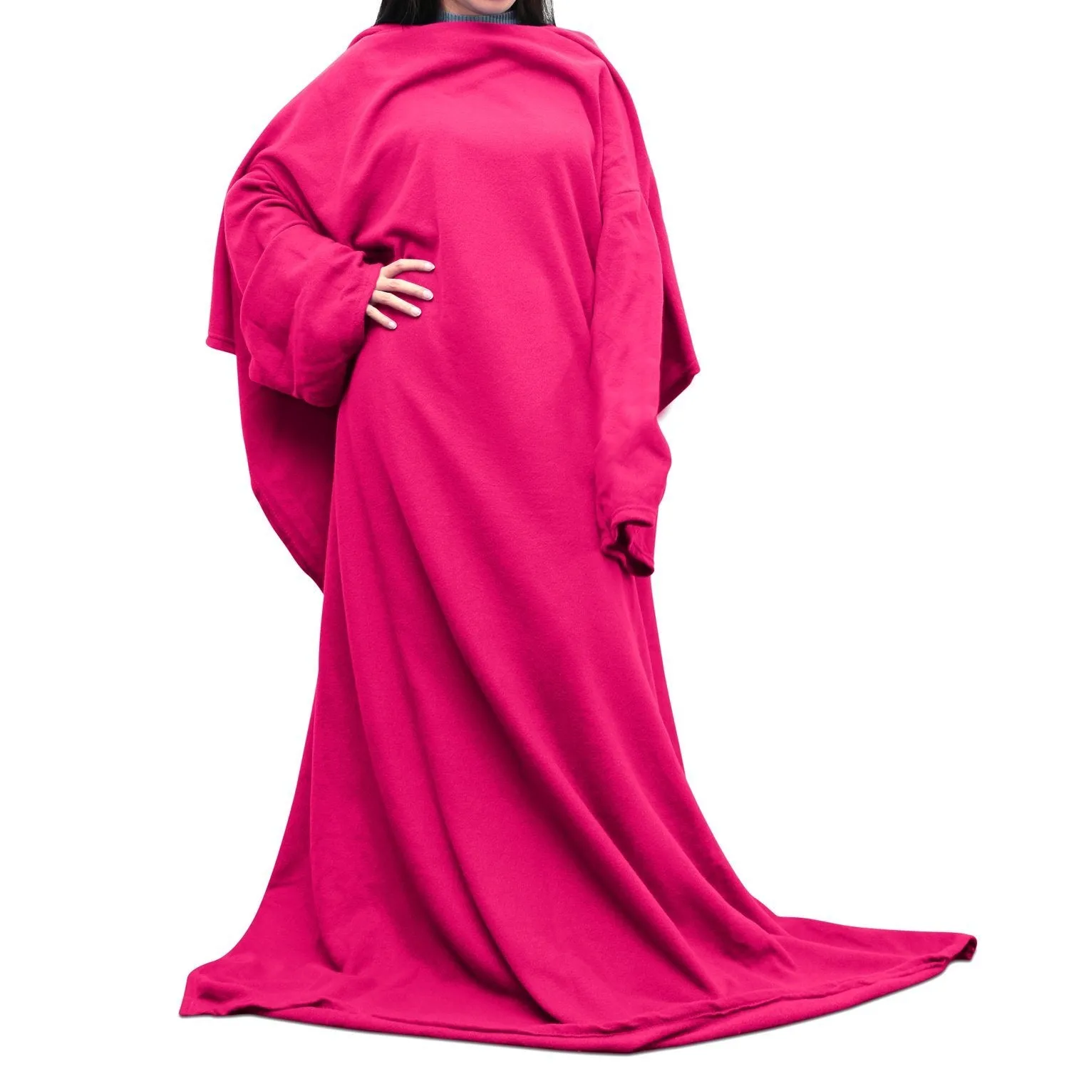 Wearable Fleece Blanket with Sleeves