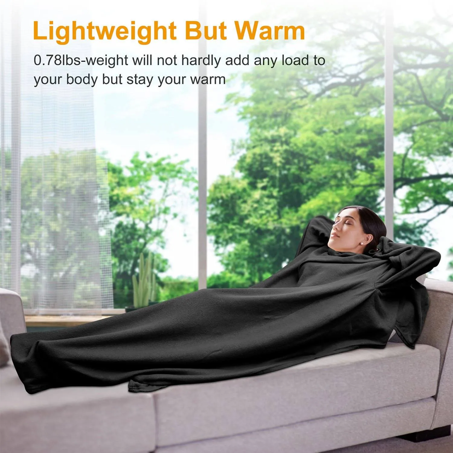 Wearable Fleece Blanket with Sleeves