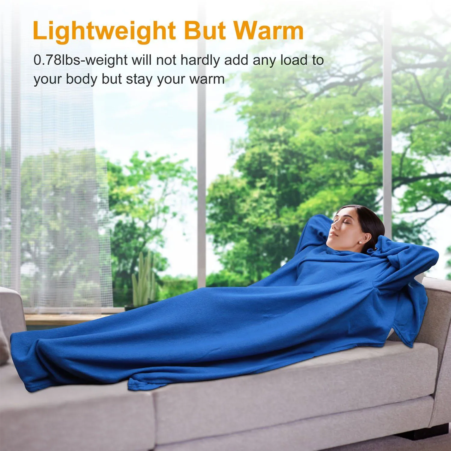 Wearable Fleece Blanket with Sleeves