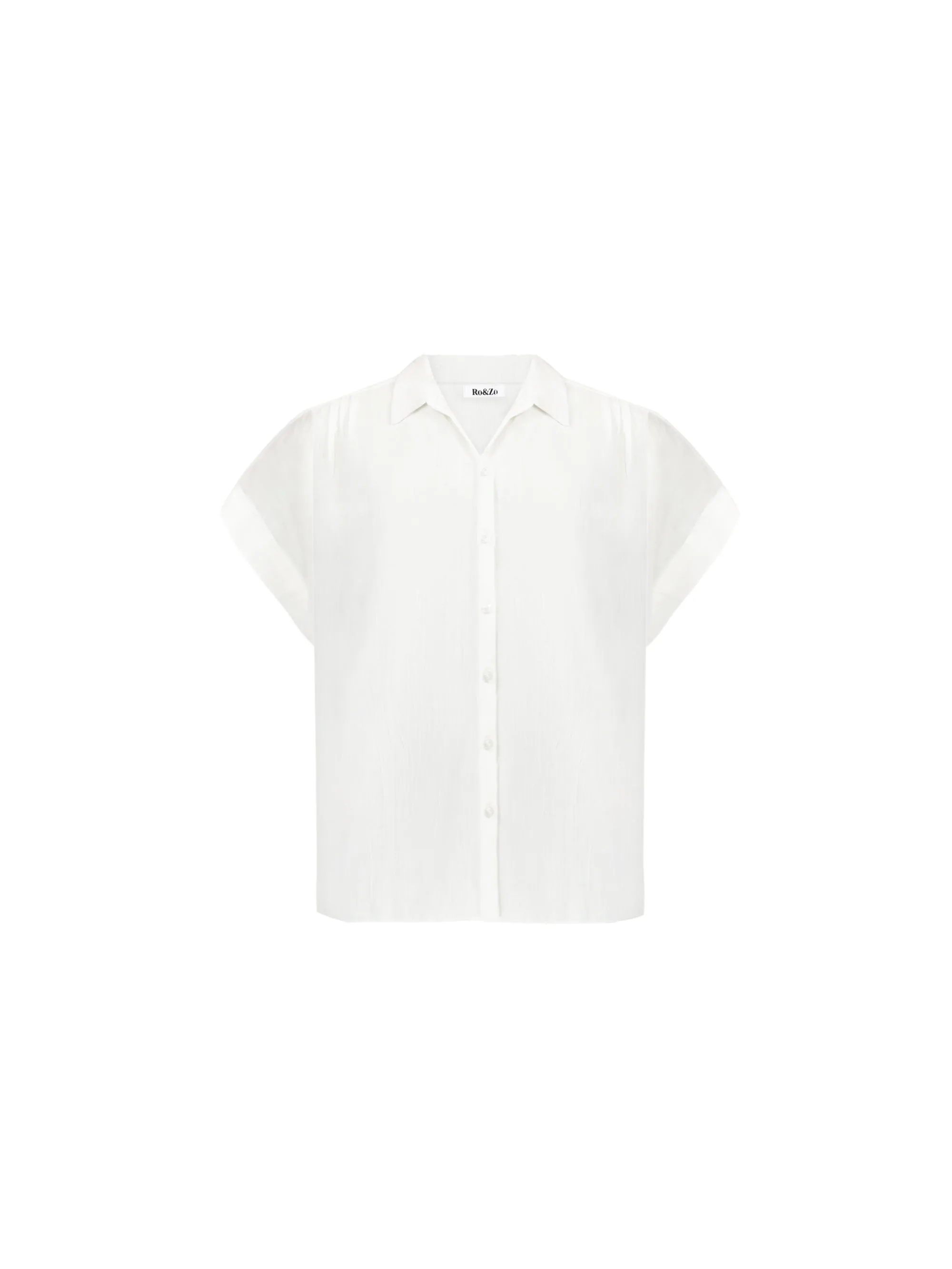 White Crinkle Grown On Sleeve Shirt