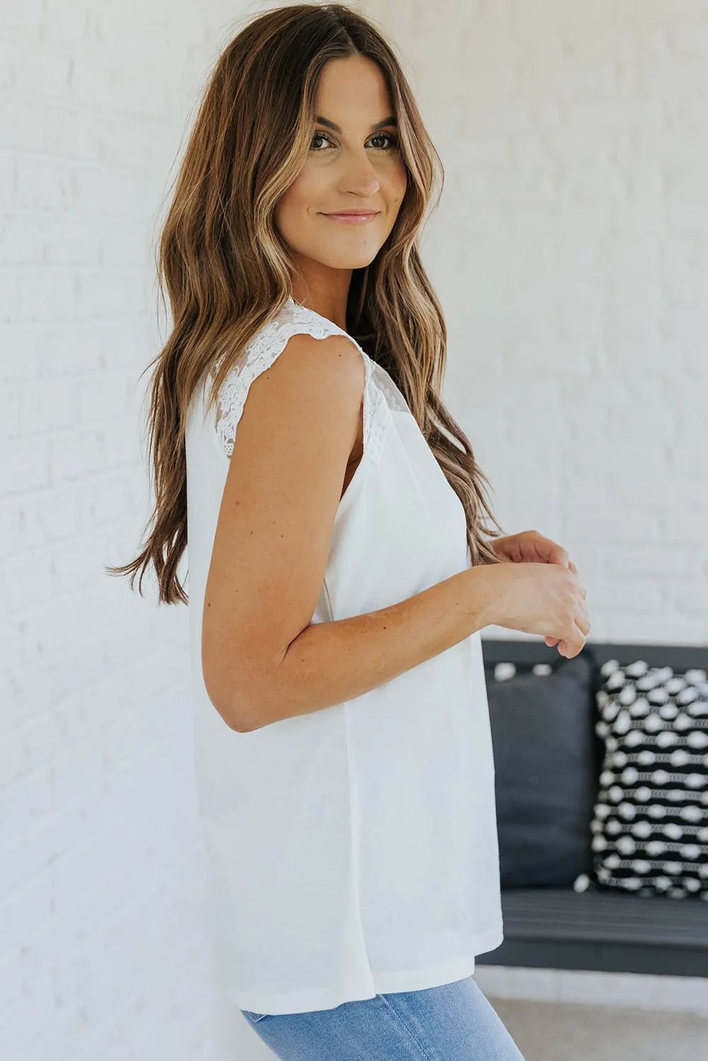 White Lace Cape Flowy Top