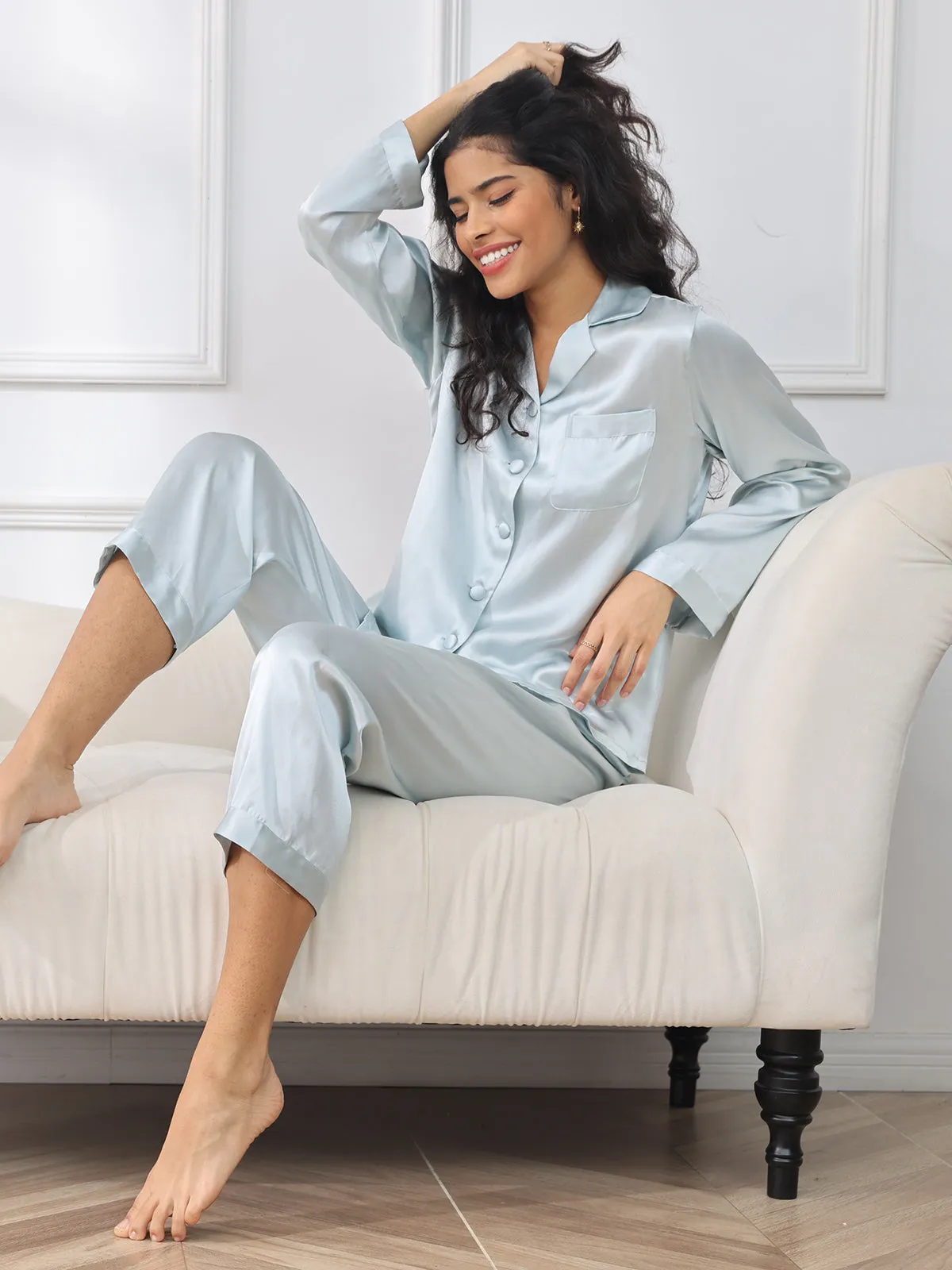 Women's 100% Mulberry Silk Long Sleeve Pyjama Set