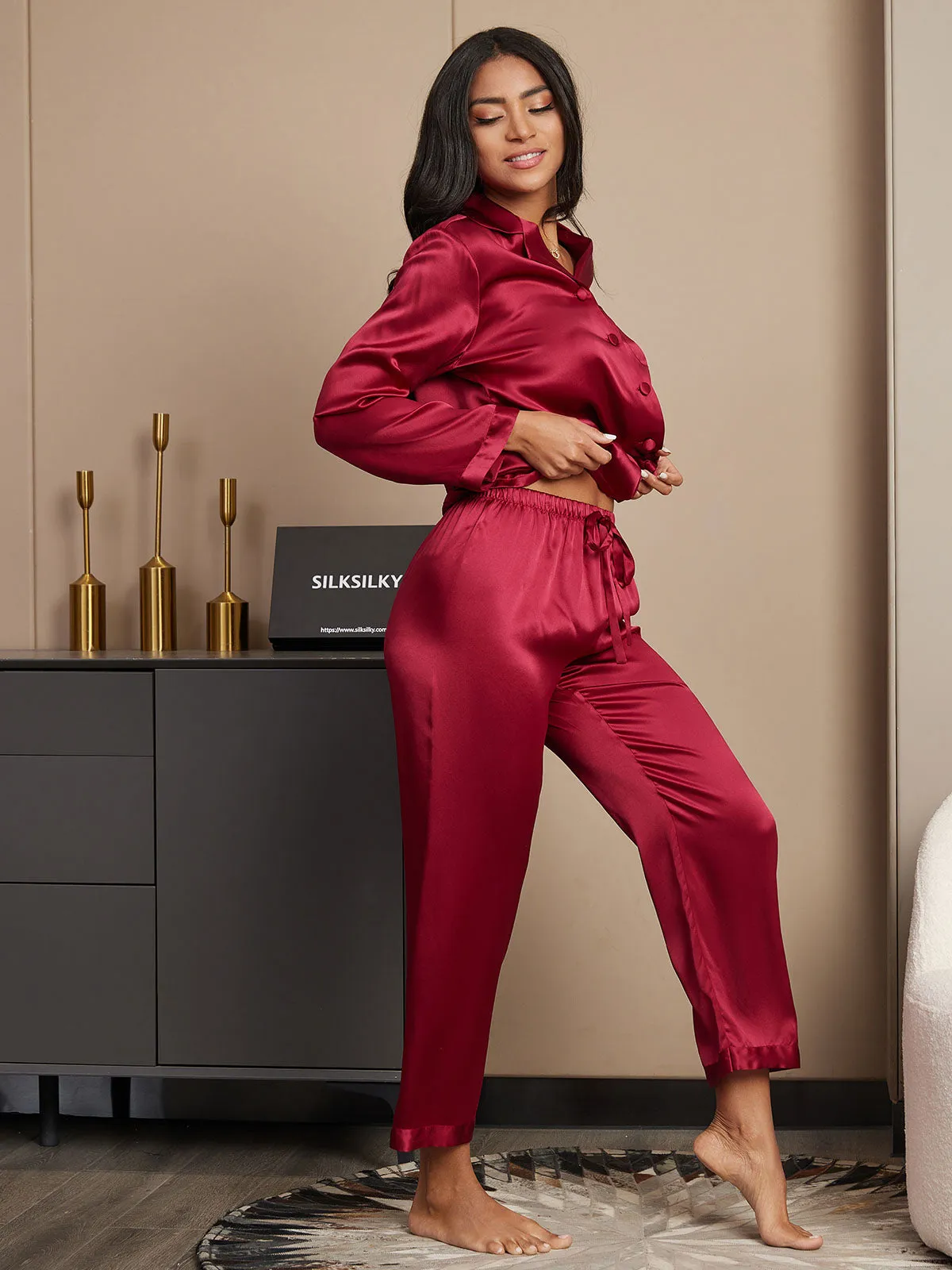 Women's 100% Mulberry Silk Long Sleeve Pyjama Set