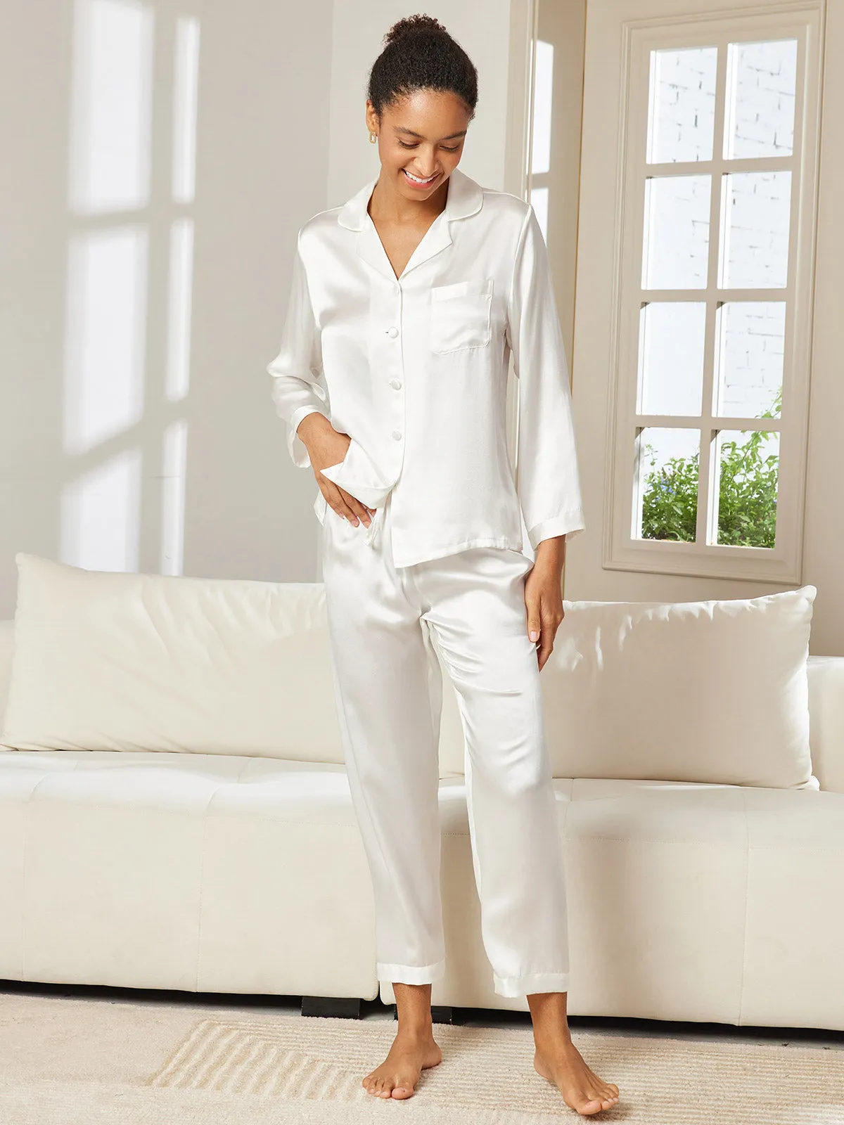 Women's 100% Mulberry Silk Long Sleeve Pyjama Set