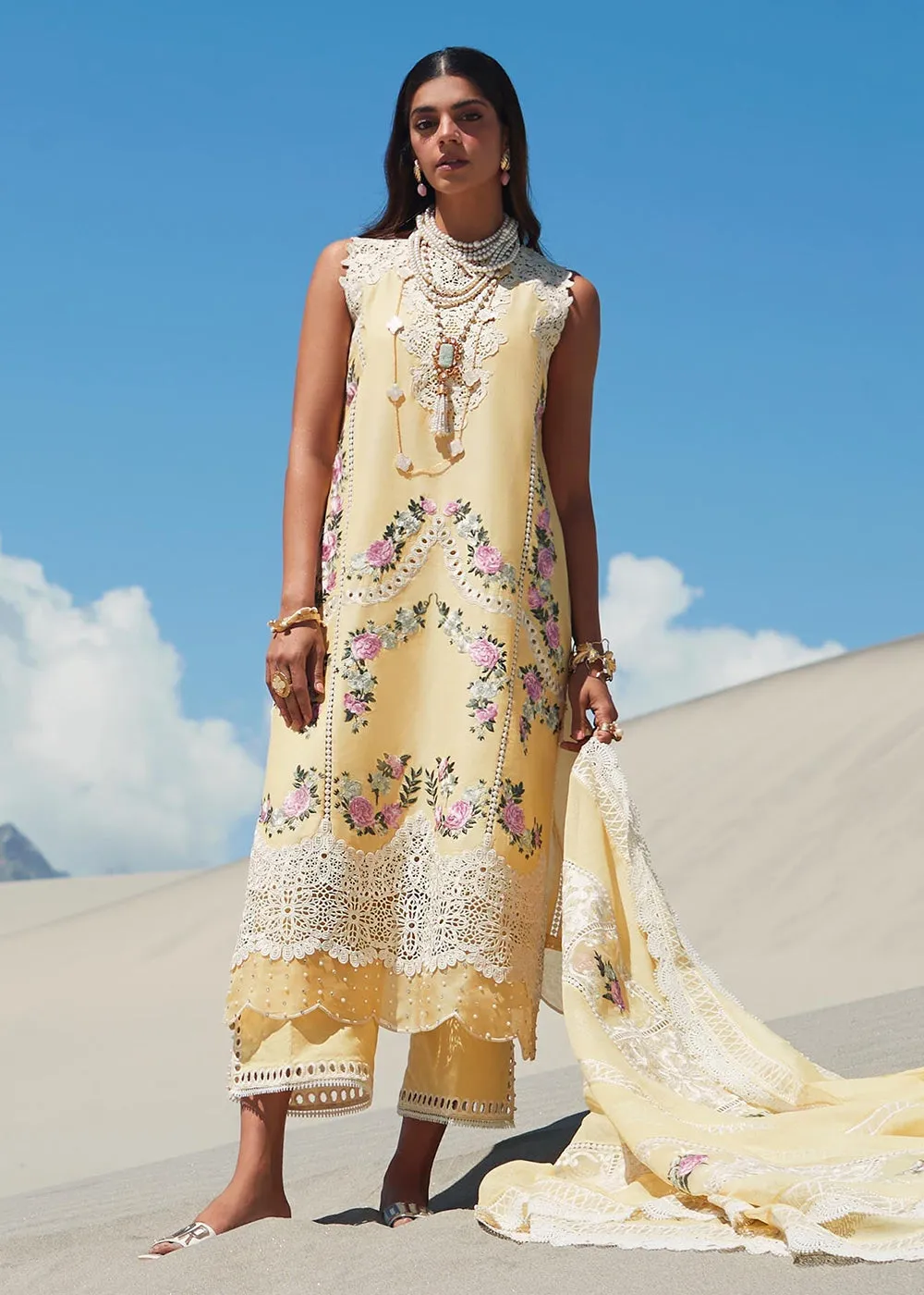 Yellow Lawn Suit - Saira Shakira X Crimson Luxury Lawn '23 - Serendipity - D3A