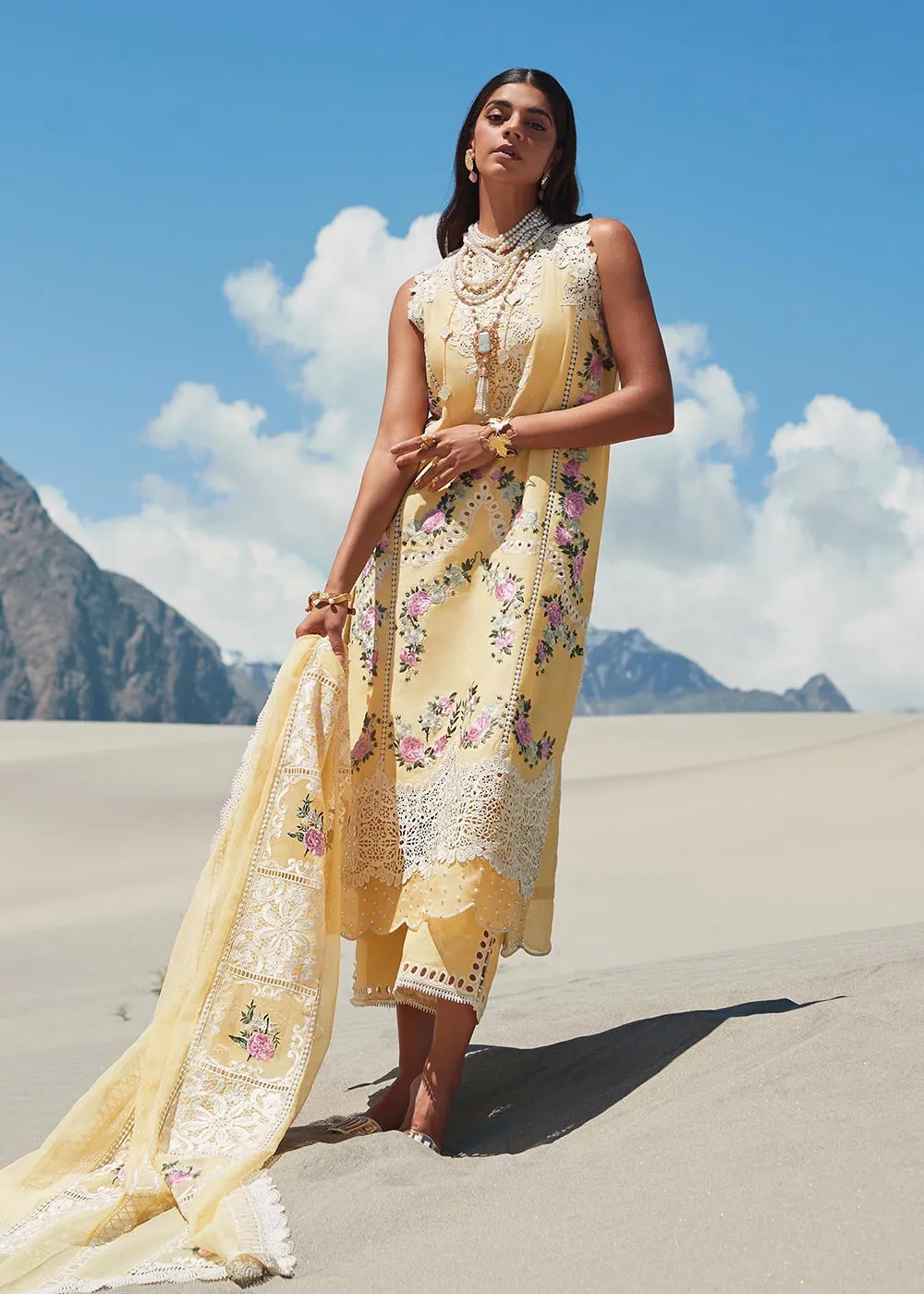 Yellow Lawn Suit - Saira Shakira X Crimson Luxury Lawn '23 - Serendipity - D3A